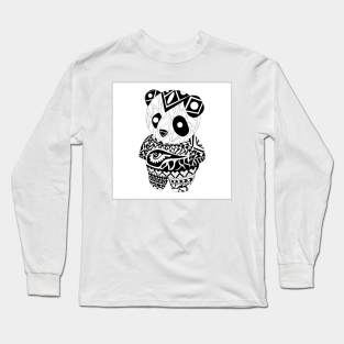 cute kawaii mexican panda art ecopop Long Sleeve T-Shirt